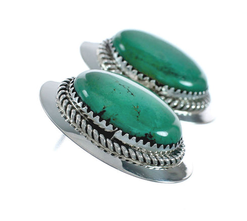 Genuine Turquoise Navajo Sterling Silver Post Earrings X11329